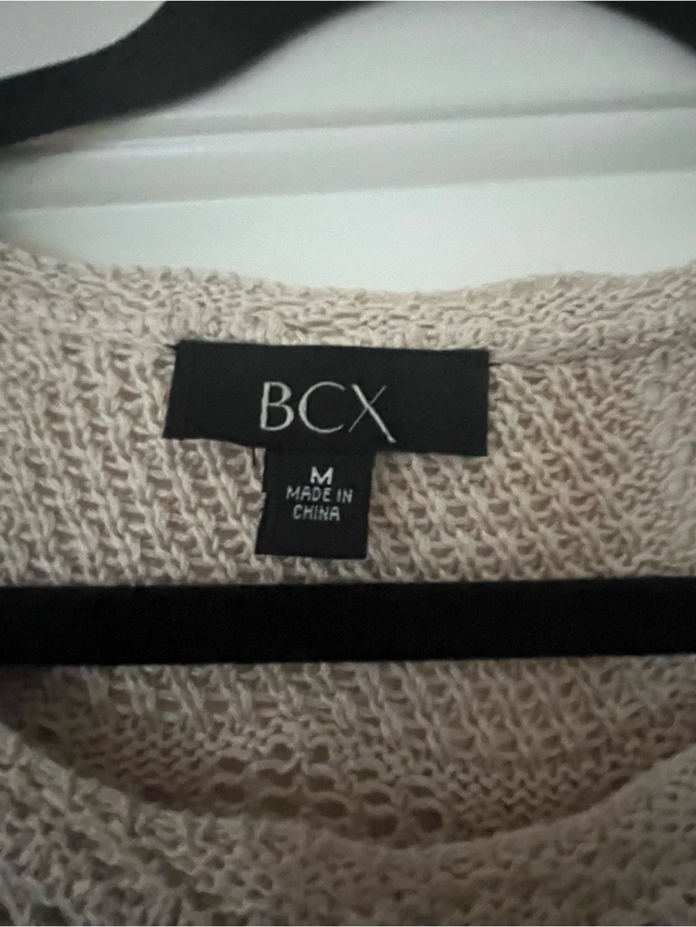 Macys bcx Open-Knit Crewneck Sweater in Light Beige summer cover up medium new - Picture 3 of 4